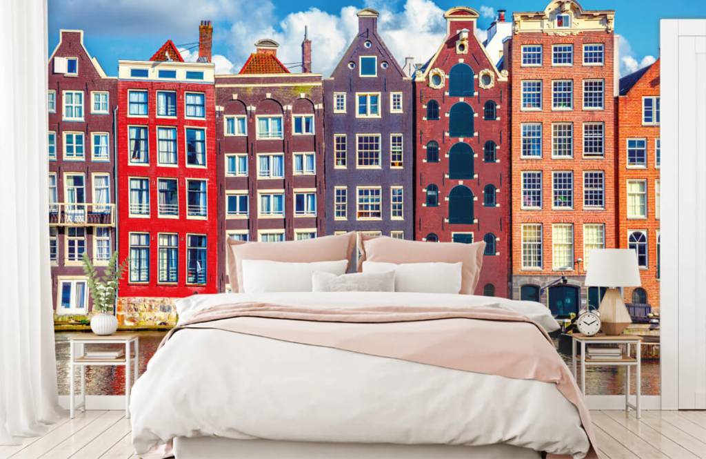 Steden behang - Amsterdamse huizen - Slaapkamer 2