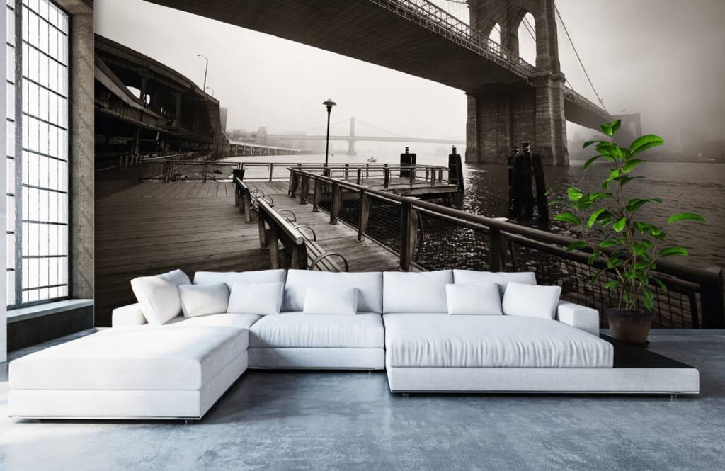 Black and white wallpaper - Brooklyn Bridge - Tienerkamer 6