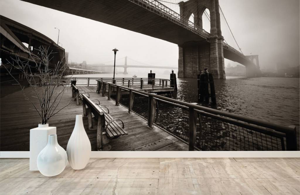 Black and white wallpaper - Brooklyn Bridge - Tienerkamer 8
