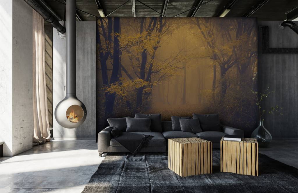Forest wallpaper - Donkergeel bos - Slaapkamer 1