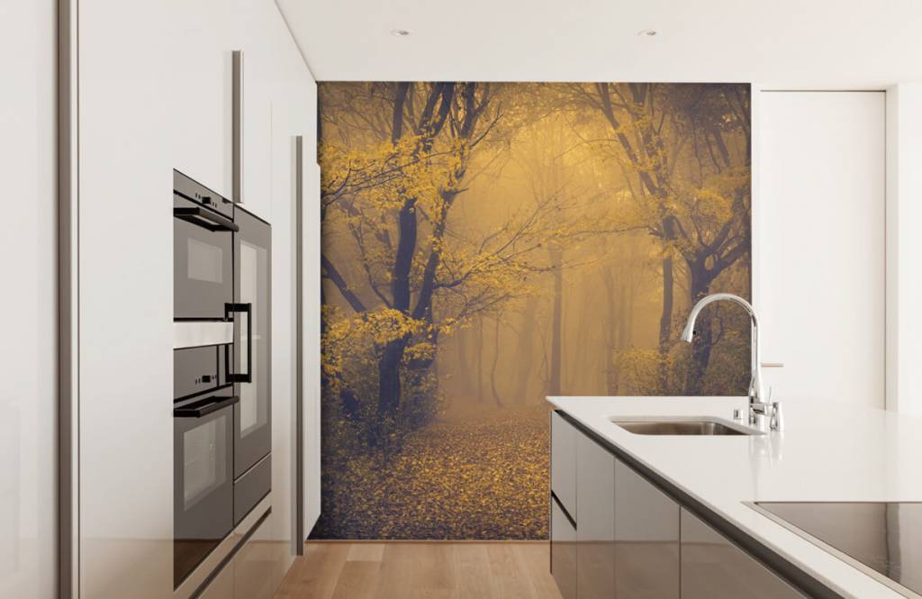 Forest wallpaper - Donkergeel bos - Slaapkamer 4