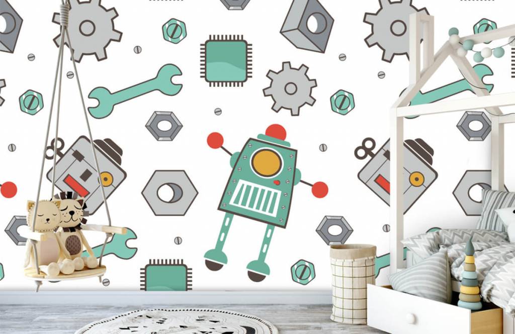 Kids Wallpaper - Getekende robots - Kinderkamer 1