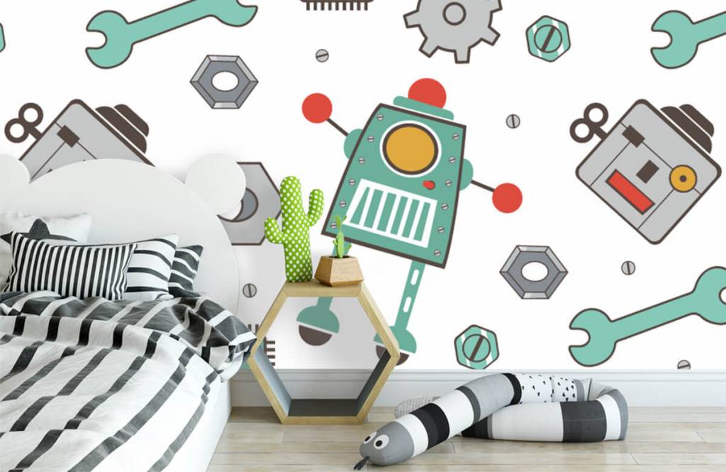 Kids Wallpaper - Getekende robots - Kinderkamer 3