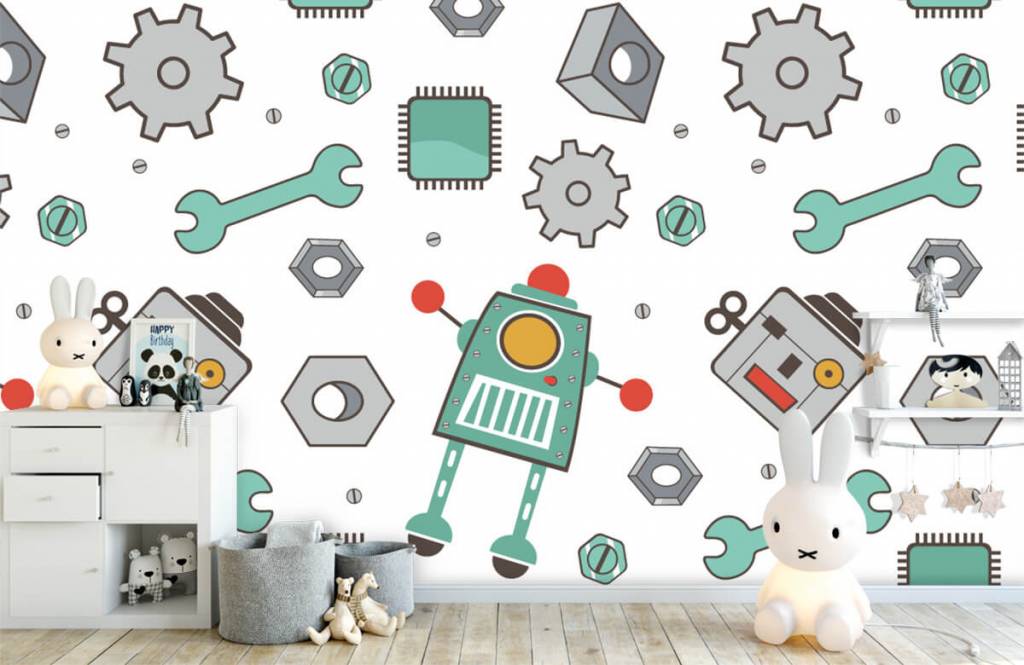 Kids Wallpaper - Getekende robots - Kinderkamer 4