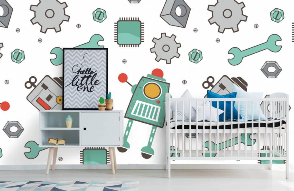 Kids Wallpaper - Getekende robots - Kinderkamer 6
