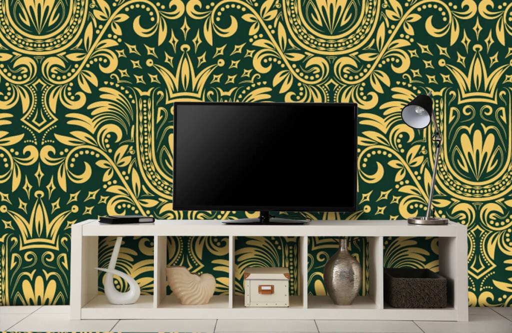 Barok behang - Groen barok patroon - Slaapkamer 5
