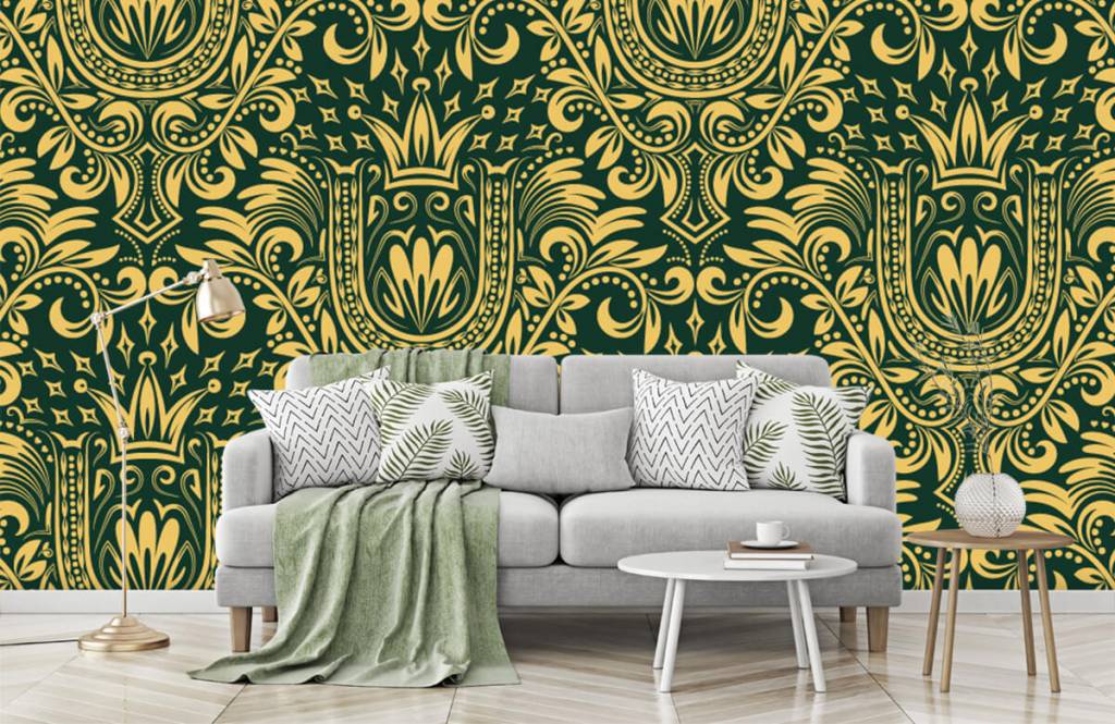 Barok behang - Groen barok patroon - Slaapkamer 8