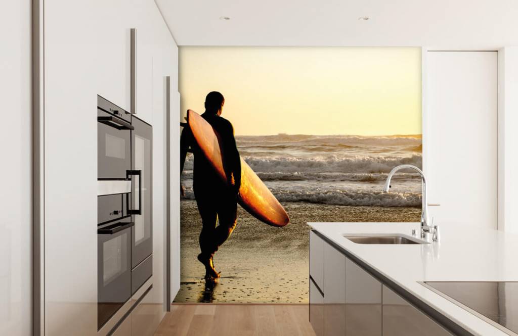 Beach Wallpaper - Surfer - Tienerkamer 1