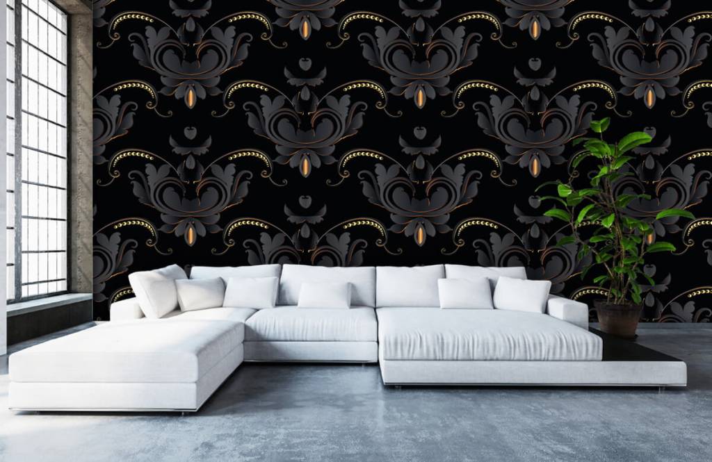 Barok behang - Zwart goud barok patroon - Slaapkamer 6