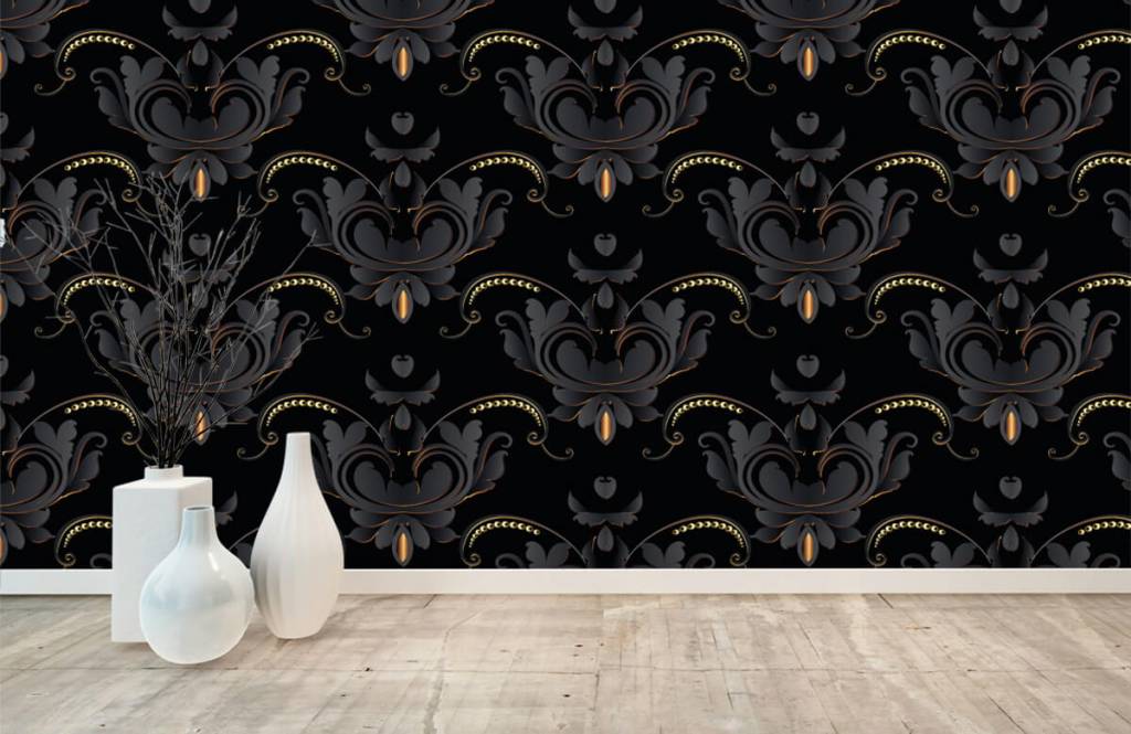 Barok behang - Zwart goud barok patroon - Slaapkamer 8