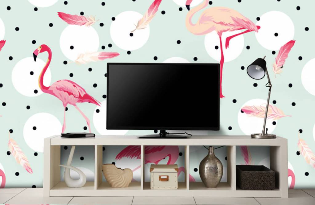 Kids Wallpaper - Flamingo's en veren - Kinderkamer 5