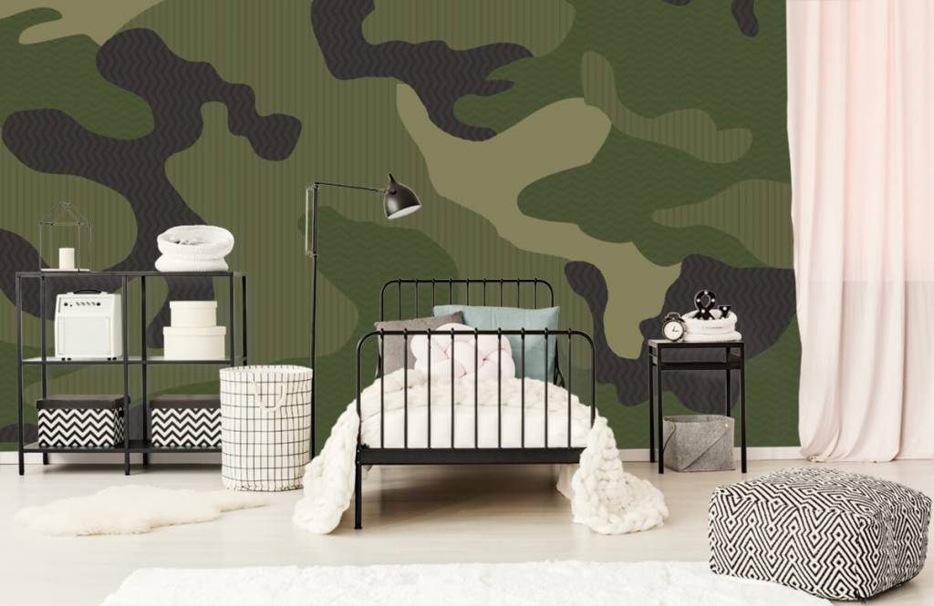 Kids Wallpaper - Groene camouflage - Kinderkamer 1