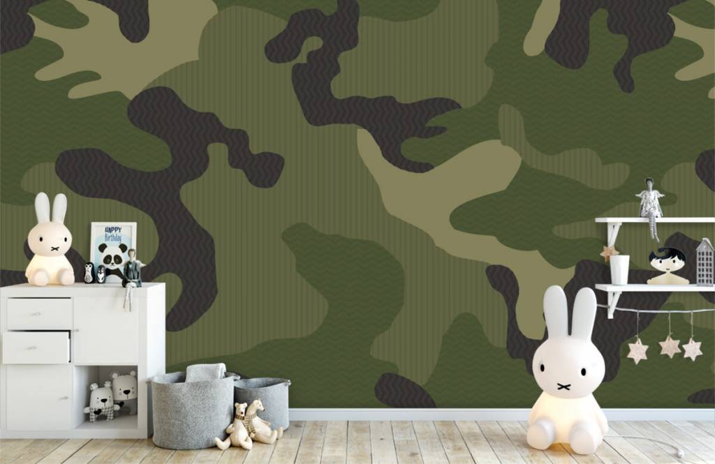 Kids Wallpaper - Groene camouflage - Kinderkamer 5