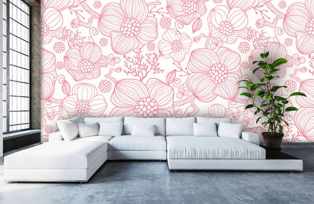 Patterns for Kidsroom - Grote roze bloemen - Slaapkamer 5