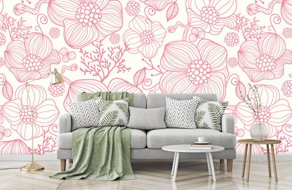 Patterns for Kidsroom - Grote roze bloemen - Slaapkamer 7