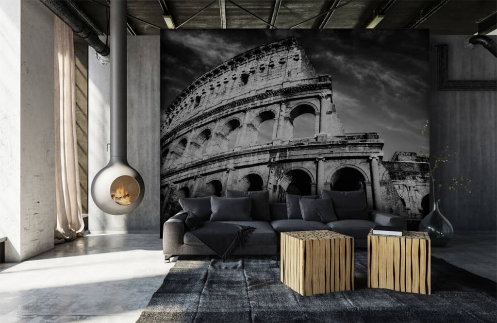 Black and white wallpaper - Colosseum in Rome - Tienerkamer 2