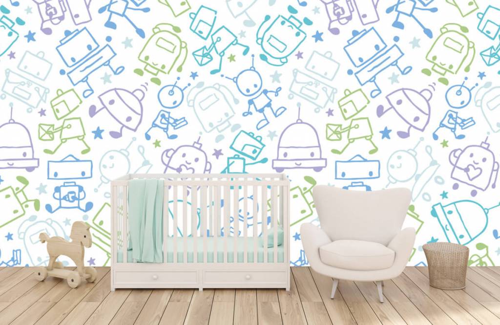 Kids Wallpaper - Kleurrijke ruimte mannetjes - Kinderkamer 5