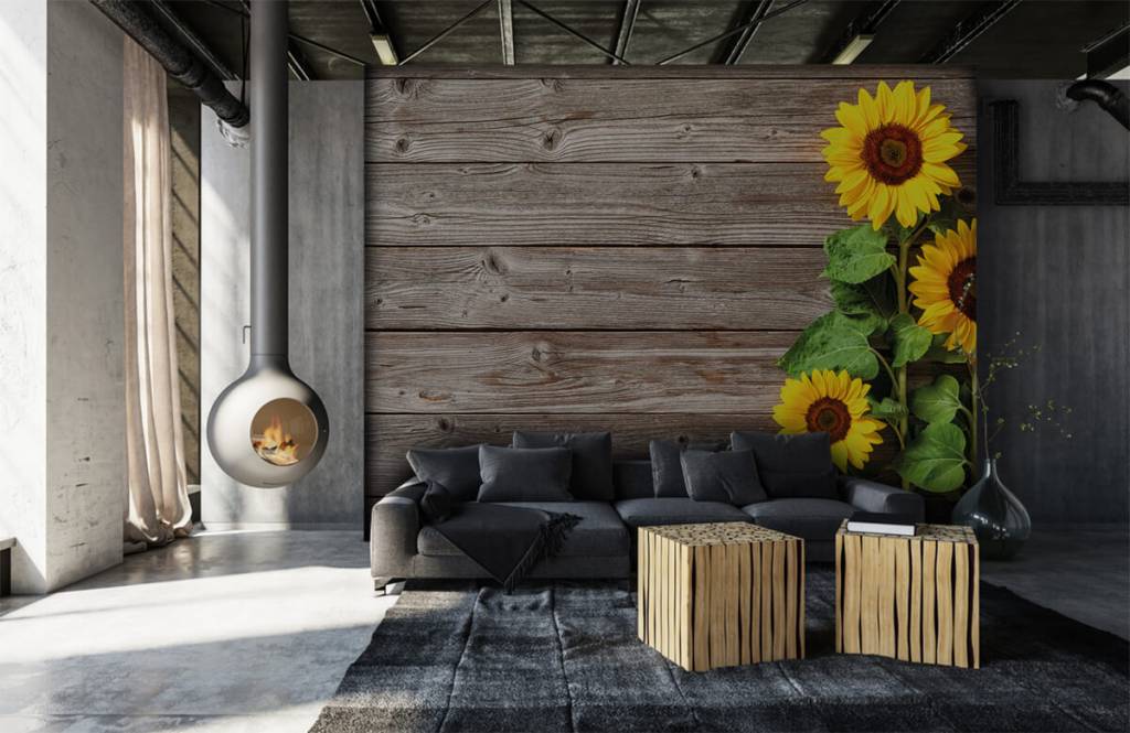 Sunflower - Zonnebloemen en hout - Garage 6