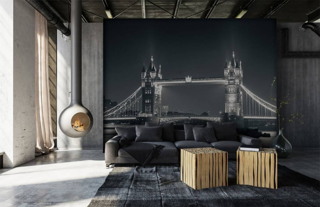 Black and white wallpaper - Tower Bridge - Tienerkamer 6