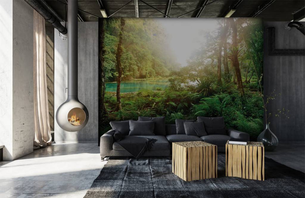 Forest wallpaper - Meer in de jungle - Slaapkamer 7
