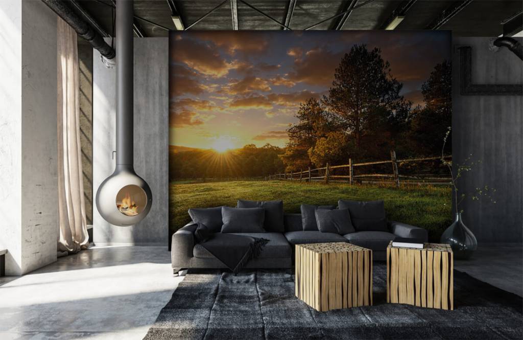 Landscape Wallpaper - Weiland met zonsondergang - Slaapkamer 6
