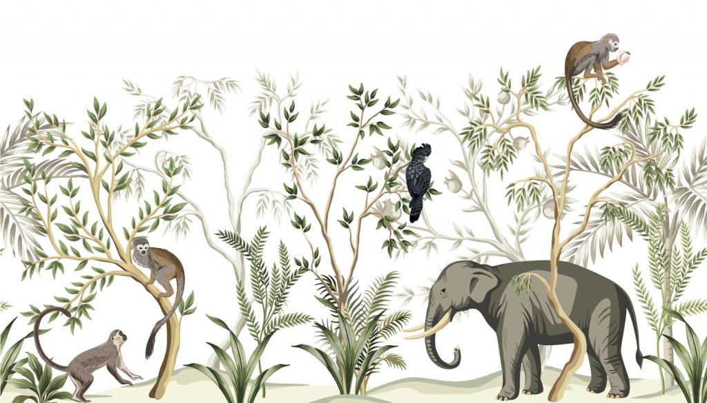 Narysowane zwierzęta w dżungli