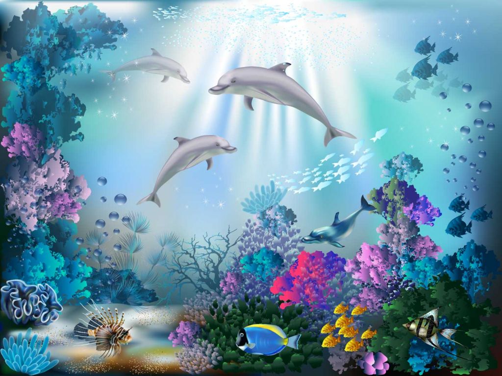 Podwodny świat z delfinami