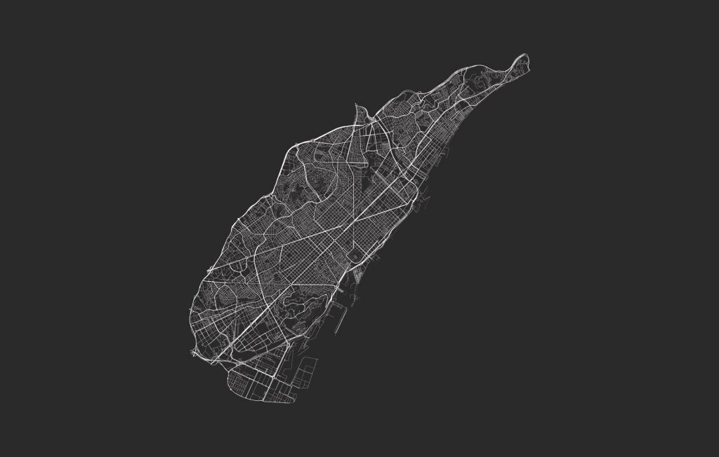 Mapa Barcelony, czarna