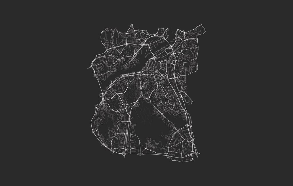 Mapa Göteborga, czarna.