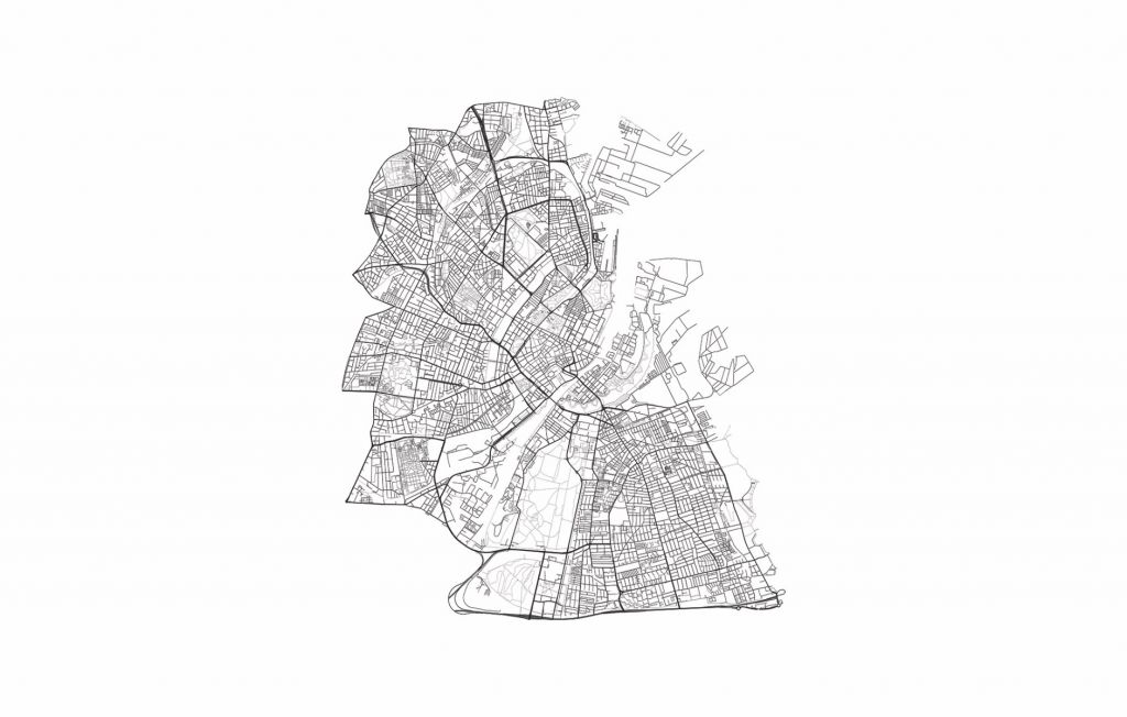 Mapa Kopenhagi, biała 