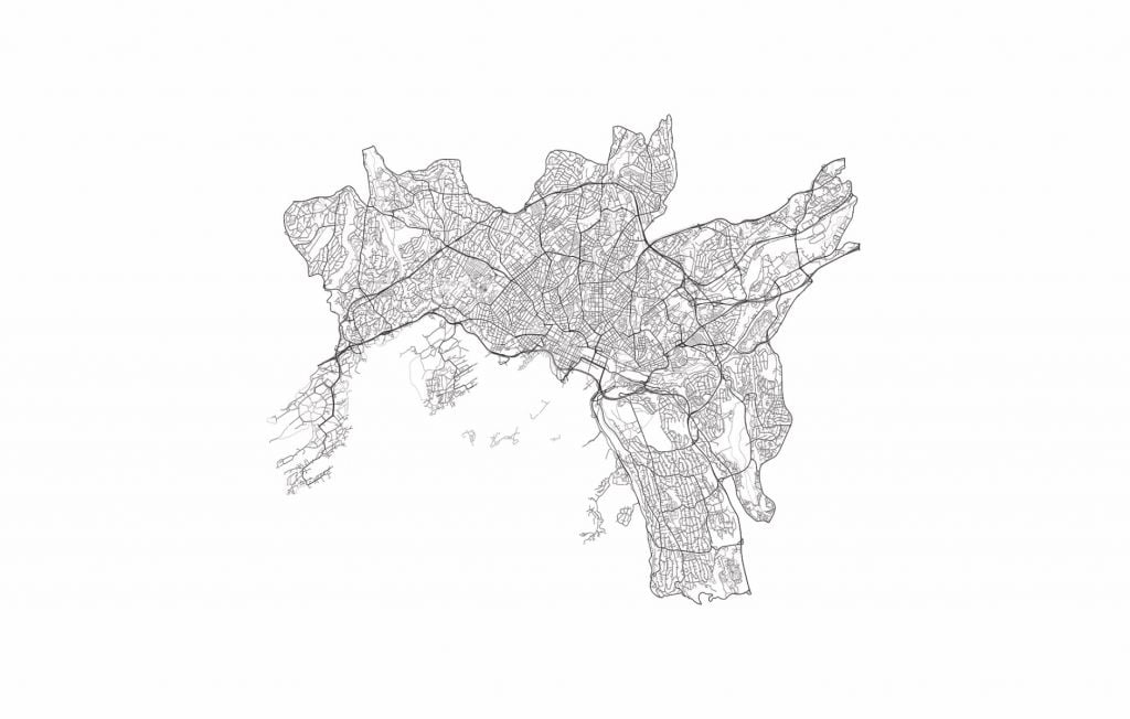 Mapa Oslo, biała. 