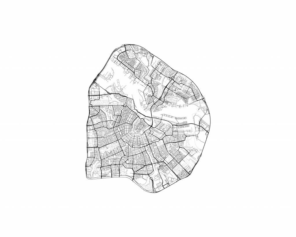 Mapa Amsterdamu, biała