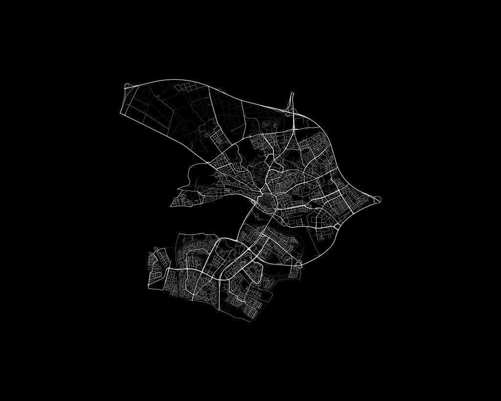 Mapa Arnhem, czarna.
