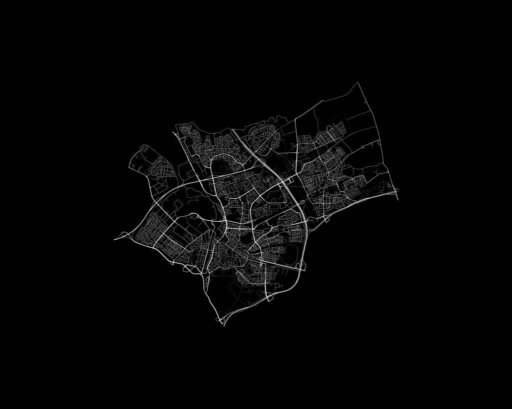 Mapa Den Bosch, czarna