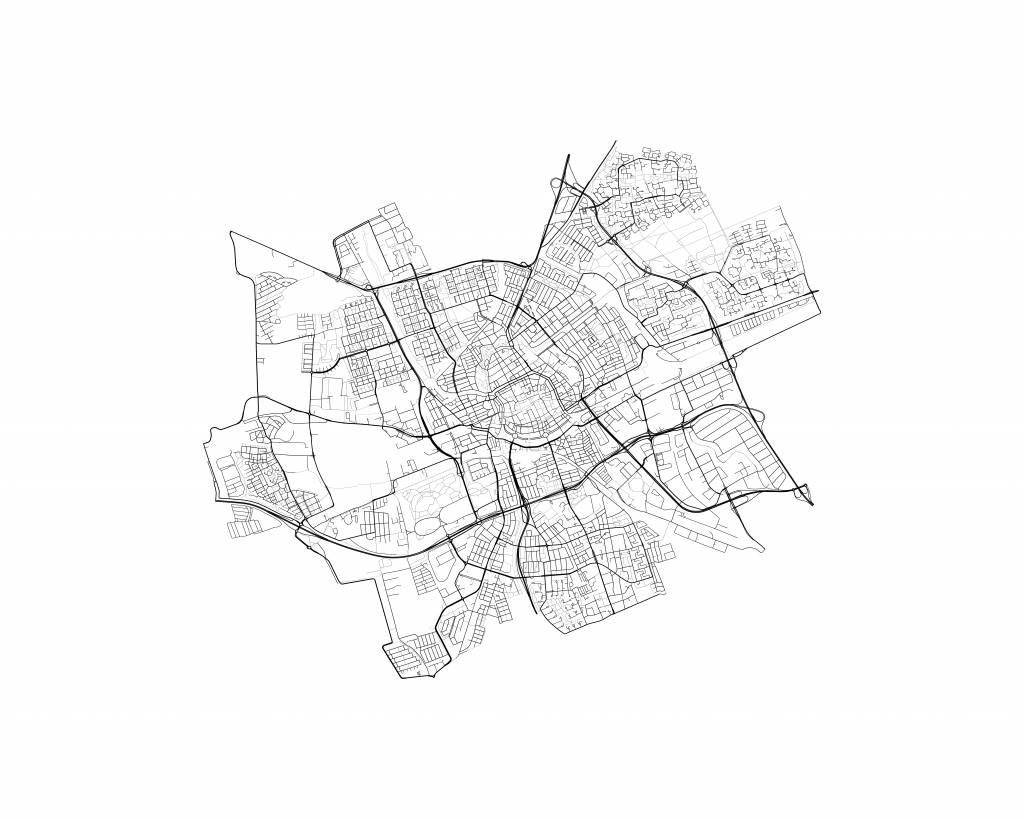 Mapa Groningen, biała.