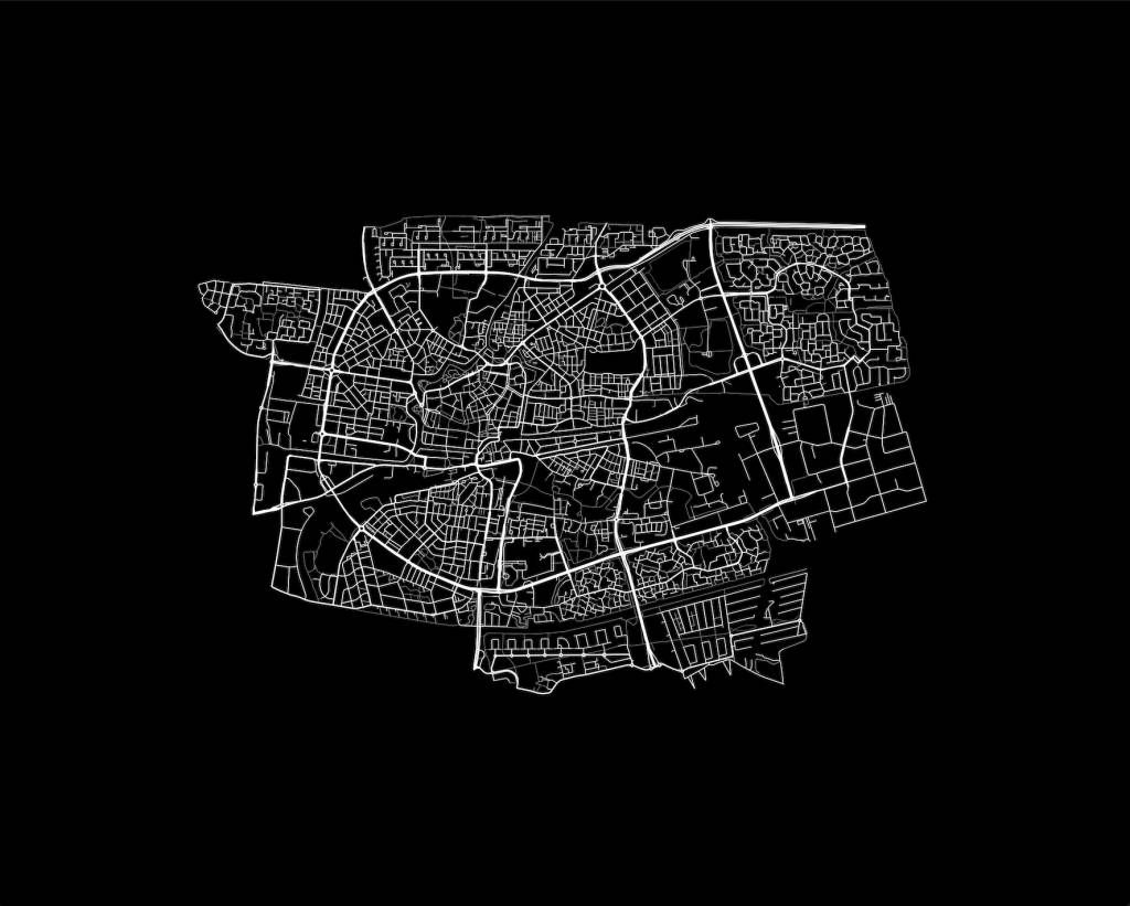 Mapa Leeuwarden, czarna.
