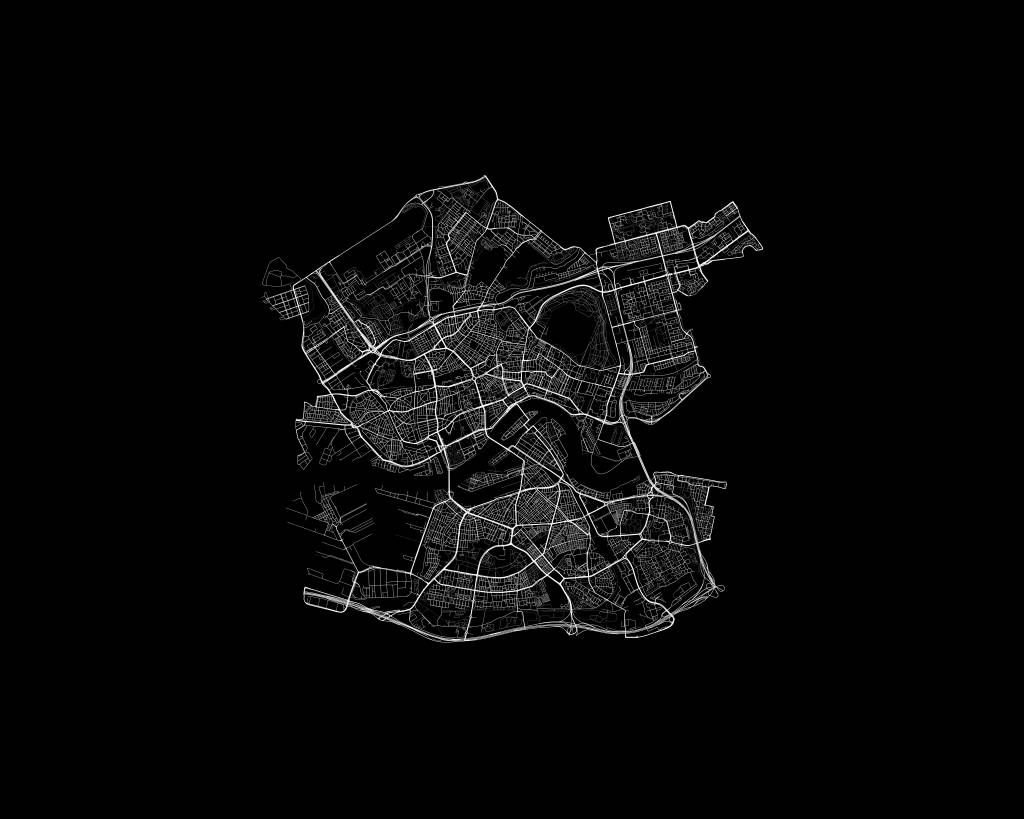 Mapa Rotterdamu, czarna