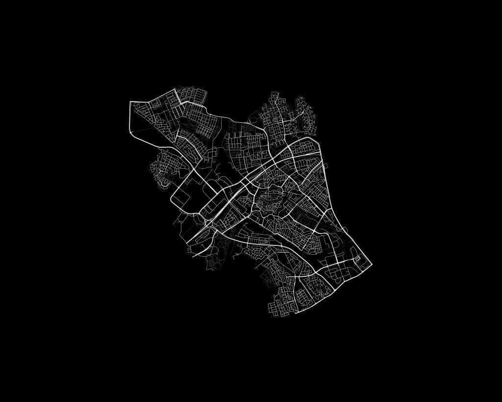 Mapa Zwolle, czarna.
