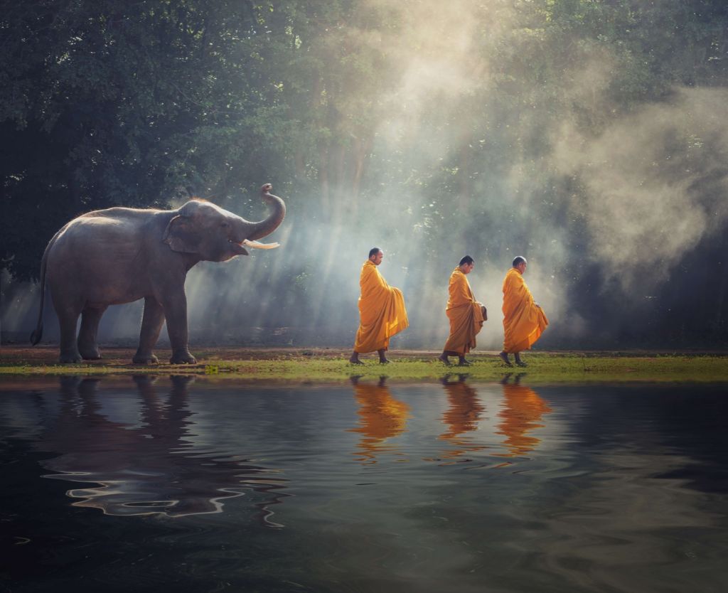 Słoń i buddyści