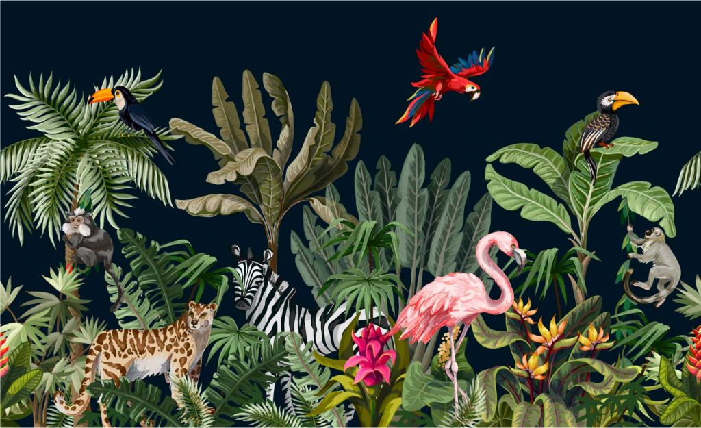 Kolorowe zwierzęta z dżungli
