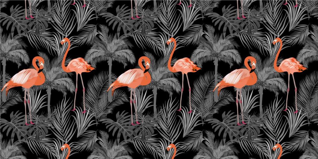 Flamingi na czarnym tle