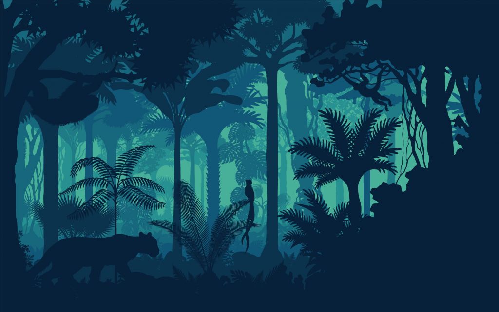 Niebieska sylwetka z dżungli