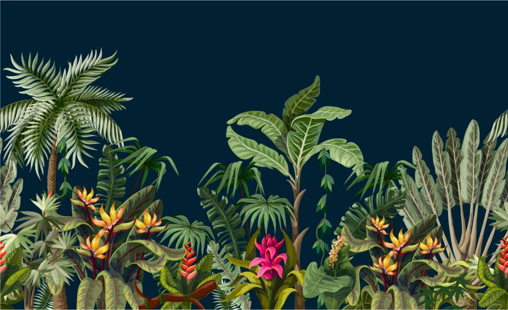 Kwiaty i drzewa w dżungli