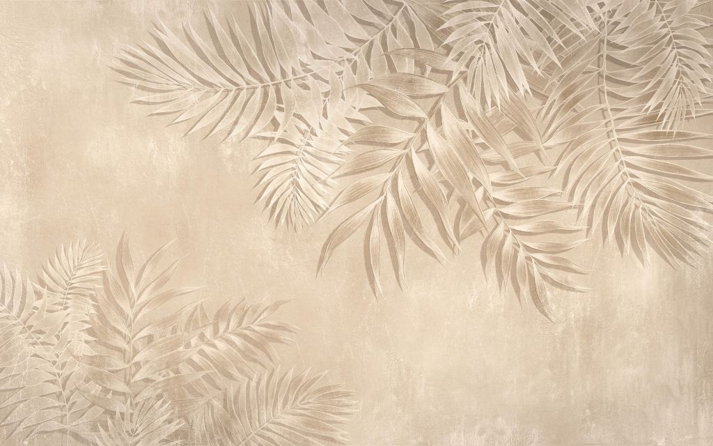 Teksturowane liście palmy, beżowy