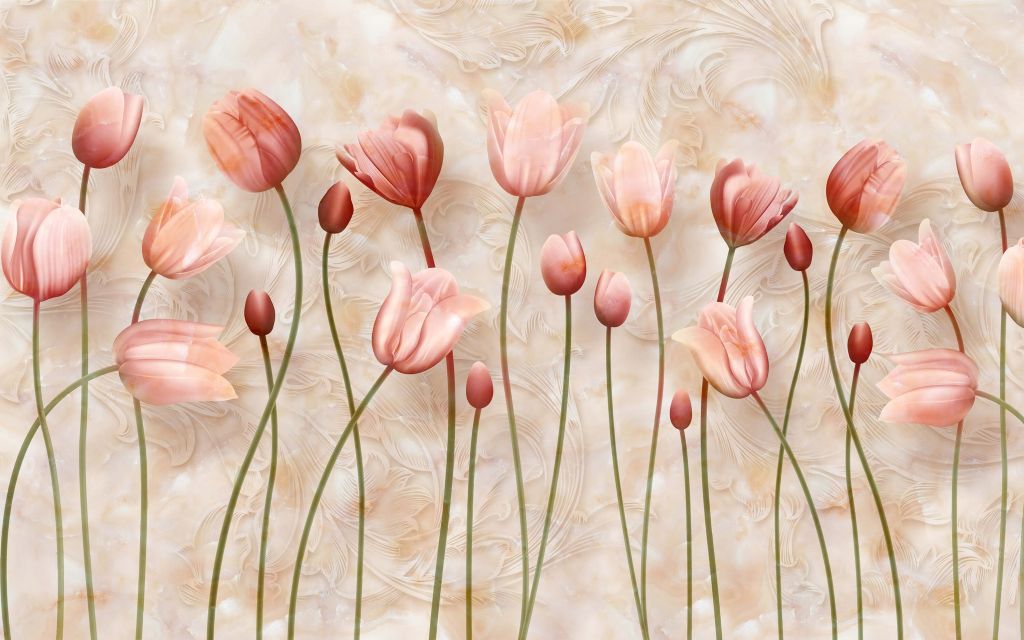 Różowe, falujące tulipany
