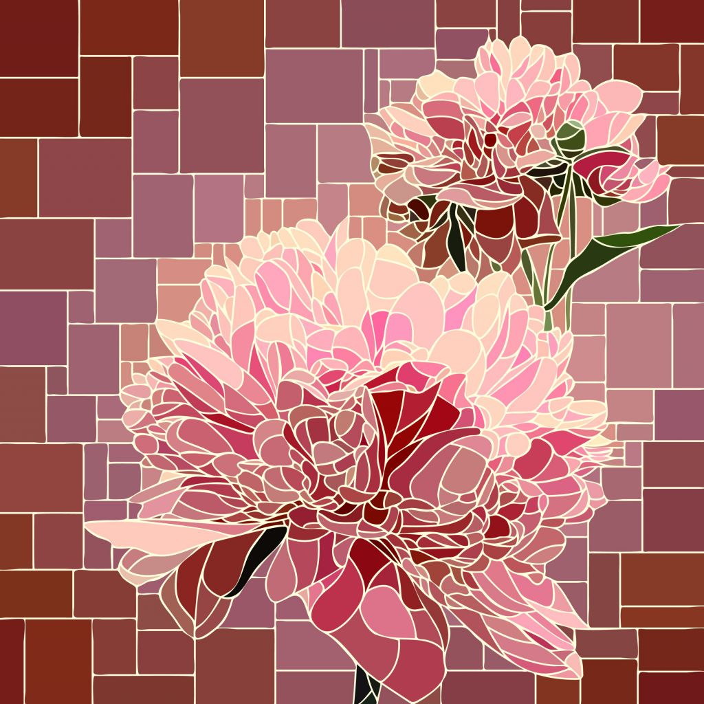 Mozaika z różowych kwiatów