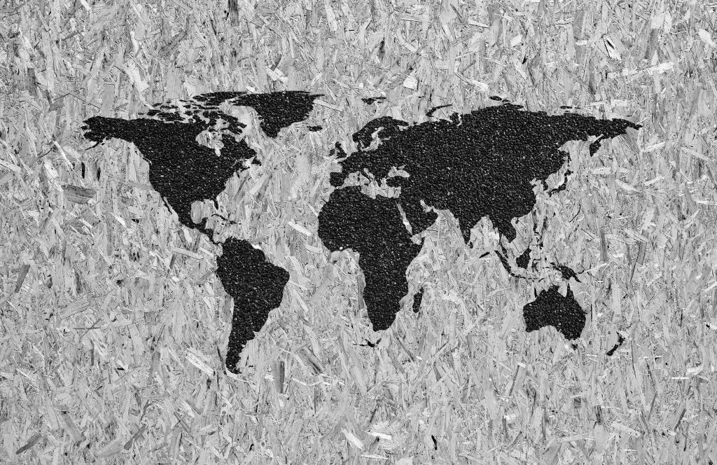 Czarna mapa świata na białym tle