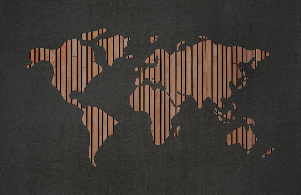 Mapa świata z drewnianymi tablicami