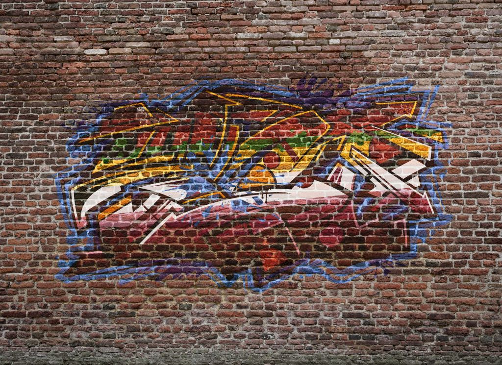 Graffiti na ścianie z cegieł