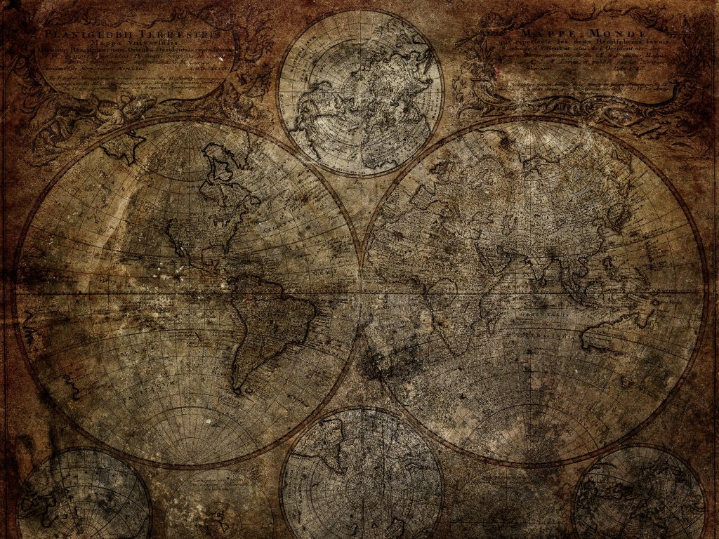 Stara wypalona mapa świata